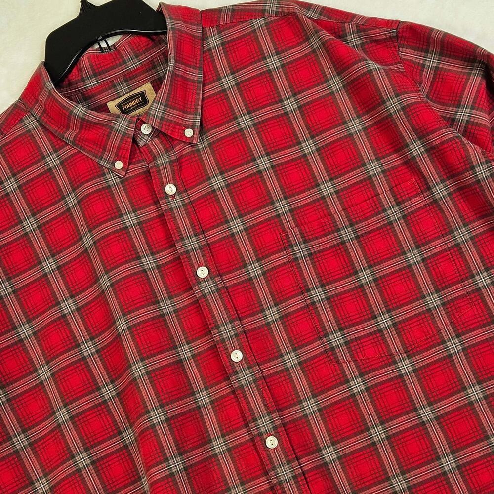 The Foundry Supply Co. Shirt Mens Big & Tall 4XLT Long Sleeve Button-Down Plaid